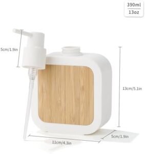 Distributeur savon liquide en PVC avec planche en bamboo 350ml – Image 4