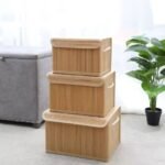 Set de 3 paniers de rangement et stockage en bamboo