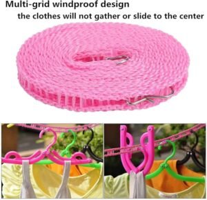 Corde à linge en nylon coupe-vent pour séchage vêtements 5 mètres – Image 8