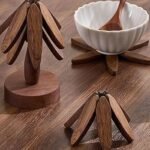Set de 4 sous-plats avec support en bois moderne et pratique – Image 4