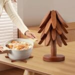 Set de 4 sous-plats avec support en bois moderne et pratique