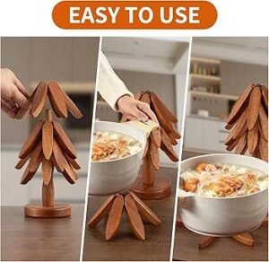 Set de 4 sous-plats avec support en bois moderne et pratique – Image 3