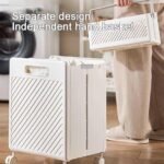 Panier à linge pliable en PVC avec roulettes – Image 3