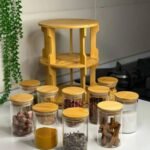 Support d'épices rotatif avec 10 bocaux en verre hermétique 400ml – Image 2