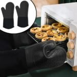 Set de 2 gants en silicone résistant à la chaleur en Noir