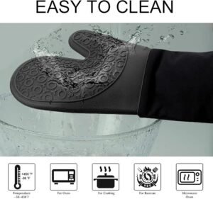 Set de 2 gants en silicone résistant à la chaleur en Noir – Image 4