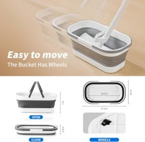 Balai serpillière plat auto-essoreur avec seau pliable - Image 3