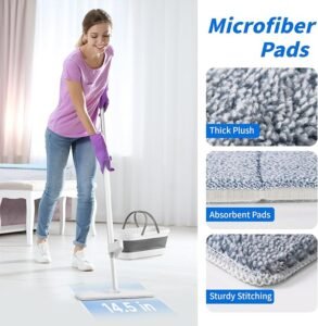 Balai serpillière plat auto-essoreur avec seau pliable - Image 4