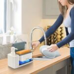 Distributeur de Savon Évier 3-en-1 – Pompe Liquide, Presse Vaisselle & Porte-Éponge - Image 2