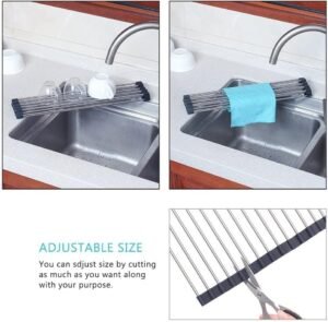 Égouttoir à Vaisselle Enroulable Pliable en Acier Inoxydable - Image 4