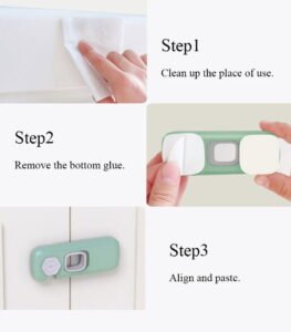 Sécurité renforcée pour enfants – Verrou de sécurité 360° adhésif pour tiroirs, armoires et électroménagers – Image 2