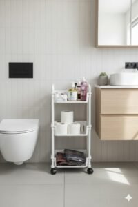 Chariot de rangement 3 niveaux en PVC avec roulettes multifonctions – Image 3