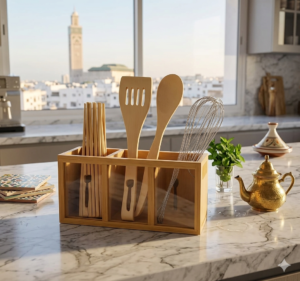 Organisateur d'Ustensiles en Bambou Naturel – Image 2