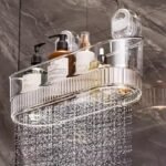 Étagère murale adhésive pour salle de bain, installation sans perçage, support transparent pratique – Image 3