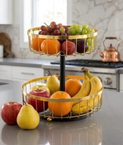 Panier à fruit à deux niveaux moderne et pratique