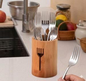 Porte-Fourchettes Cylindrique en Bambou