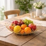 Corbeille à Fruits Géométrique Dorée 27cm – Image 5